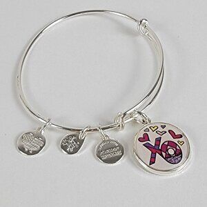 ALEX AND ANI Romero Britto Bracelet 6.75" Expandable Bangle Silver-Tone XO
